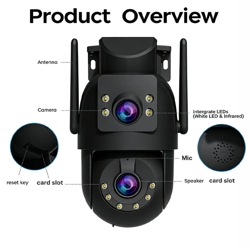 JOOAN 4K 8MP Wifi PTZ Camera Outdoor 5X Zoom Dual Screen Auto