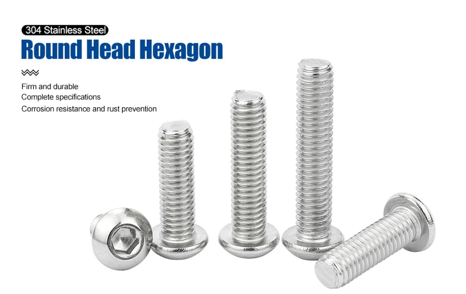 NINDEJIN M2 M2.5 M3 M4 M5 M6 M8 M10 Hexagon Hex Socket Button Head