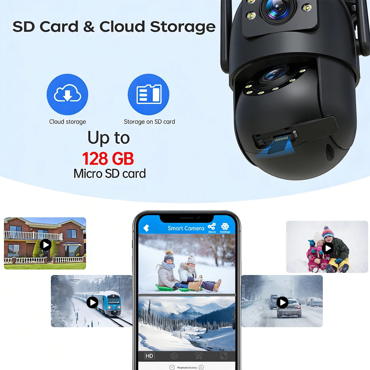JOOAN 4K 8MP Wifi PTZ Camera Outdoor 5X Zoom Dual Screen Auto