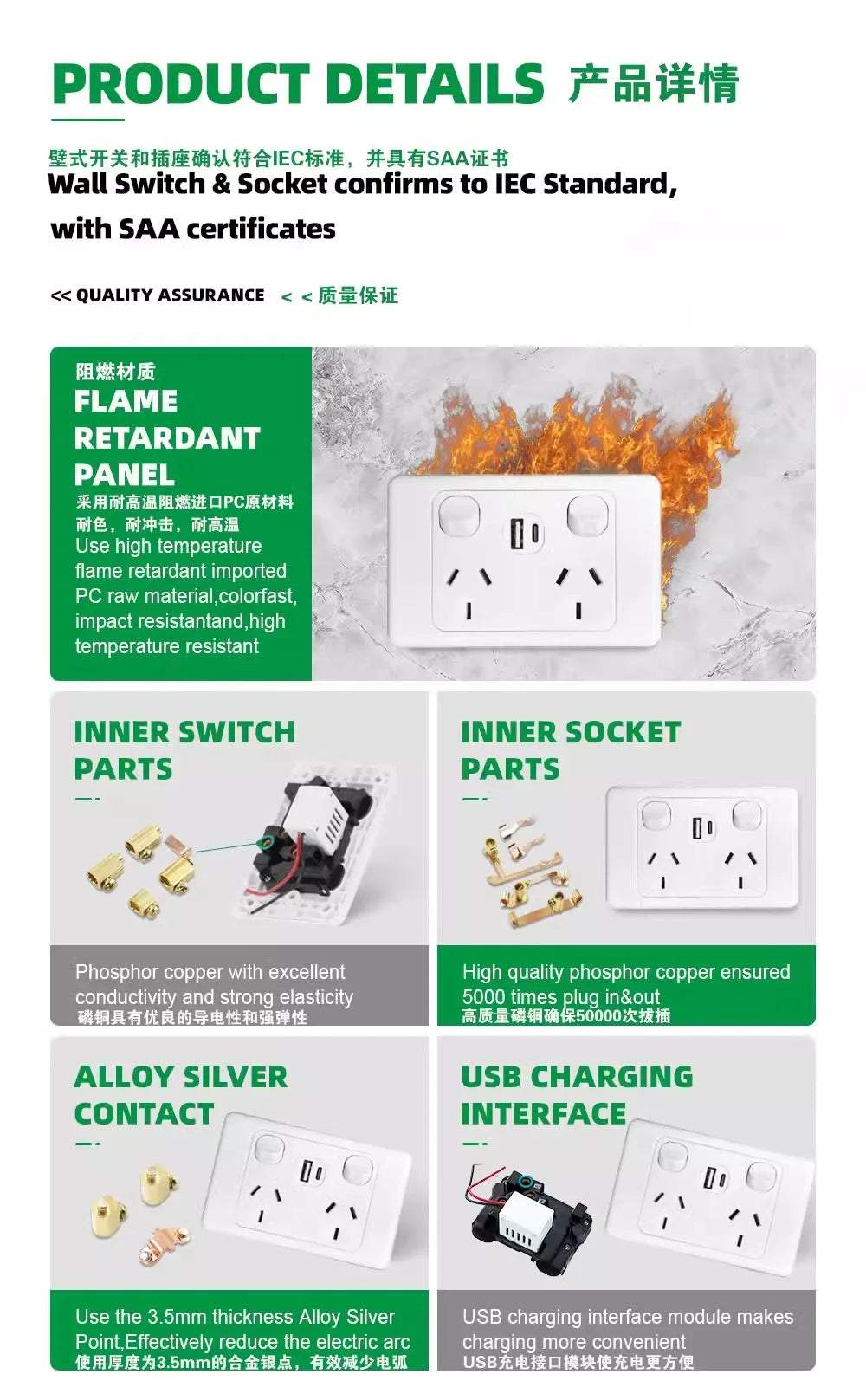 Australian Newzealand Standard Wall Socket Outlet SAA General Purpose