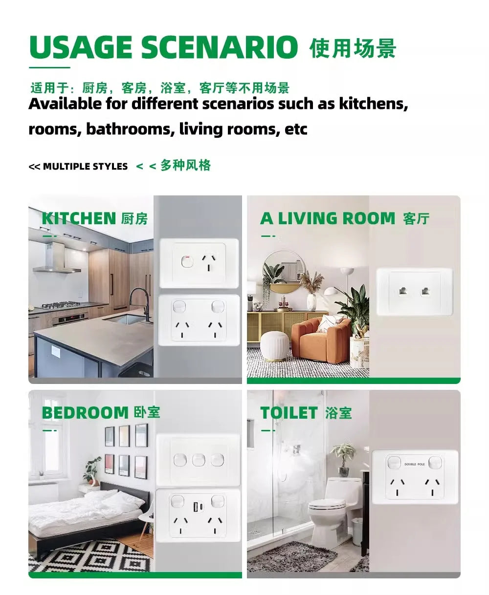 Australian Newzealand Standard Wall Socket Outlet SAA General Purpose