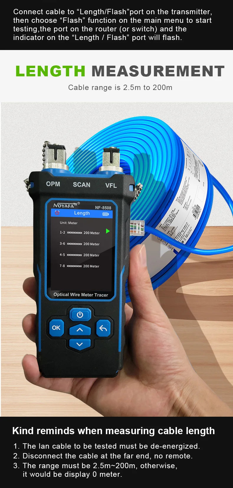 NOYAFA NF-8508 Network Cable Tester – PoE Checker, Wire Tracker