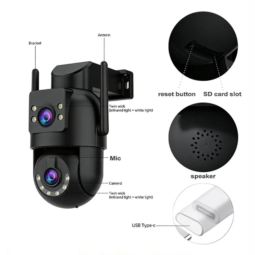 JOOAN 4K 8MP Wifi PTZ Camera Outdoor 5X Zoom Dual Screen Auto