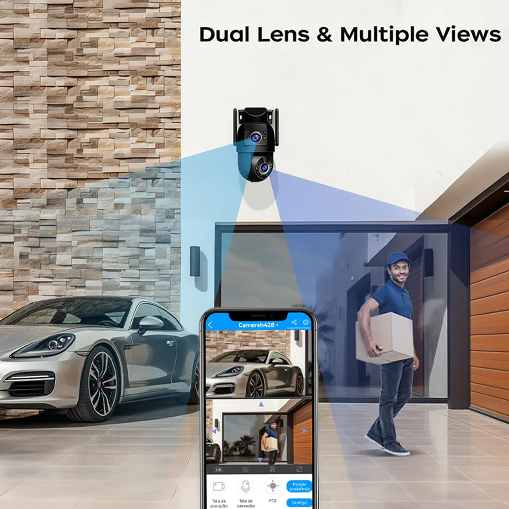 JOOAN 4K 8MP Wifi PTZ Camera Outdoor 5X Zoom Dual Screen Auto