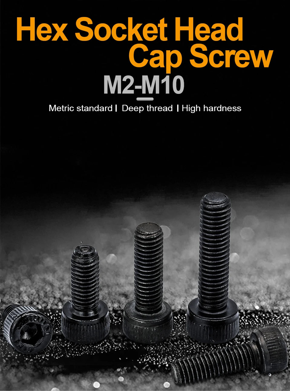 JUIDINTO 1-50pcs Hex Socket Head Cap Screw 12.9 Carbon steel Allen