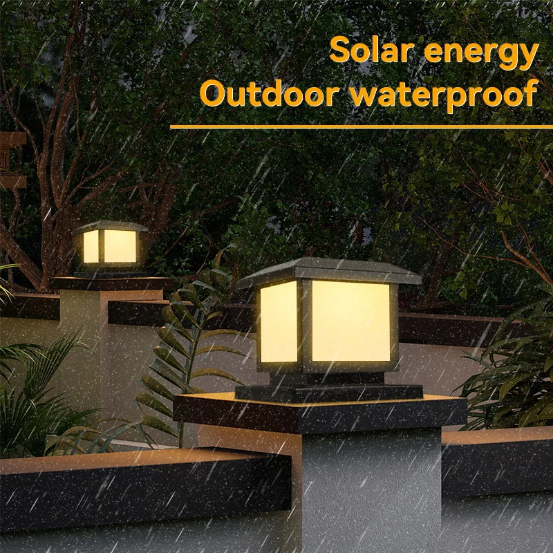 Timed LED Solar Outdoor Light Pillar Solar Lights Waterproof Thick