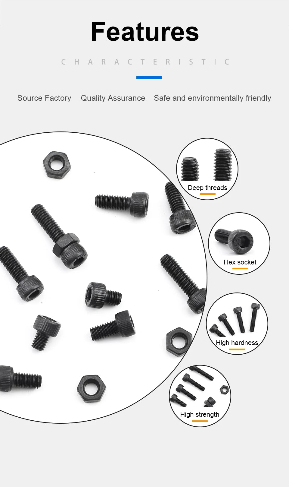JUIDINTO 1-50pcs Hex Socket Head Cap Screw 12.9 Carbon steel Allen
