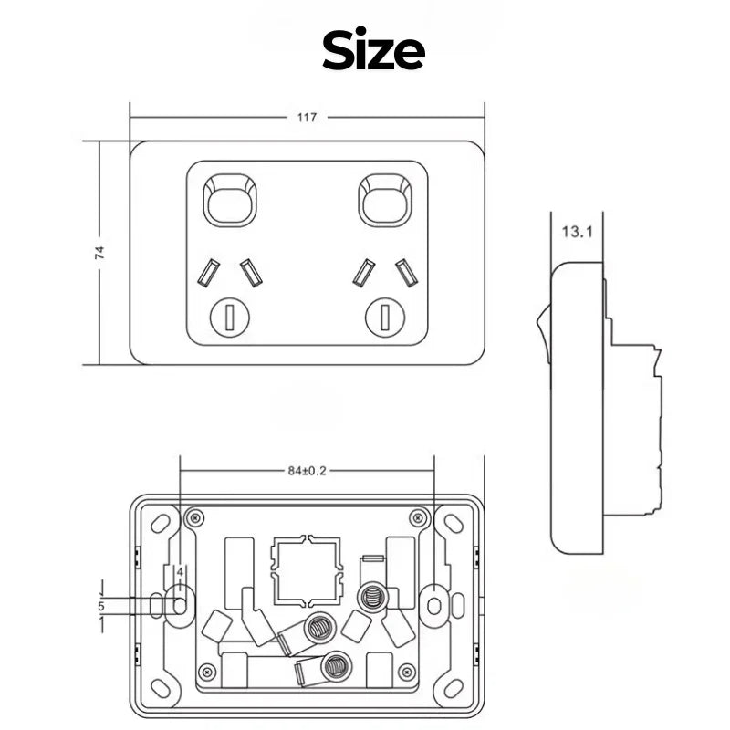 Australian Newzealand Standard Wall Socket Outlet SAA General Purpose