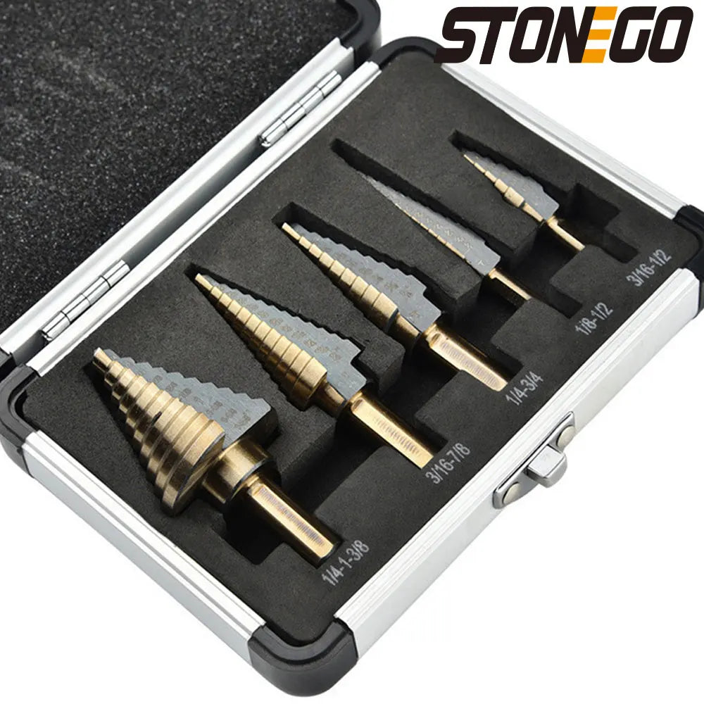HSS Cobalt Step Drill Bit Set — 5-Piece 50-Size Spiral  - View 1