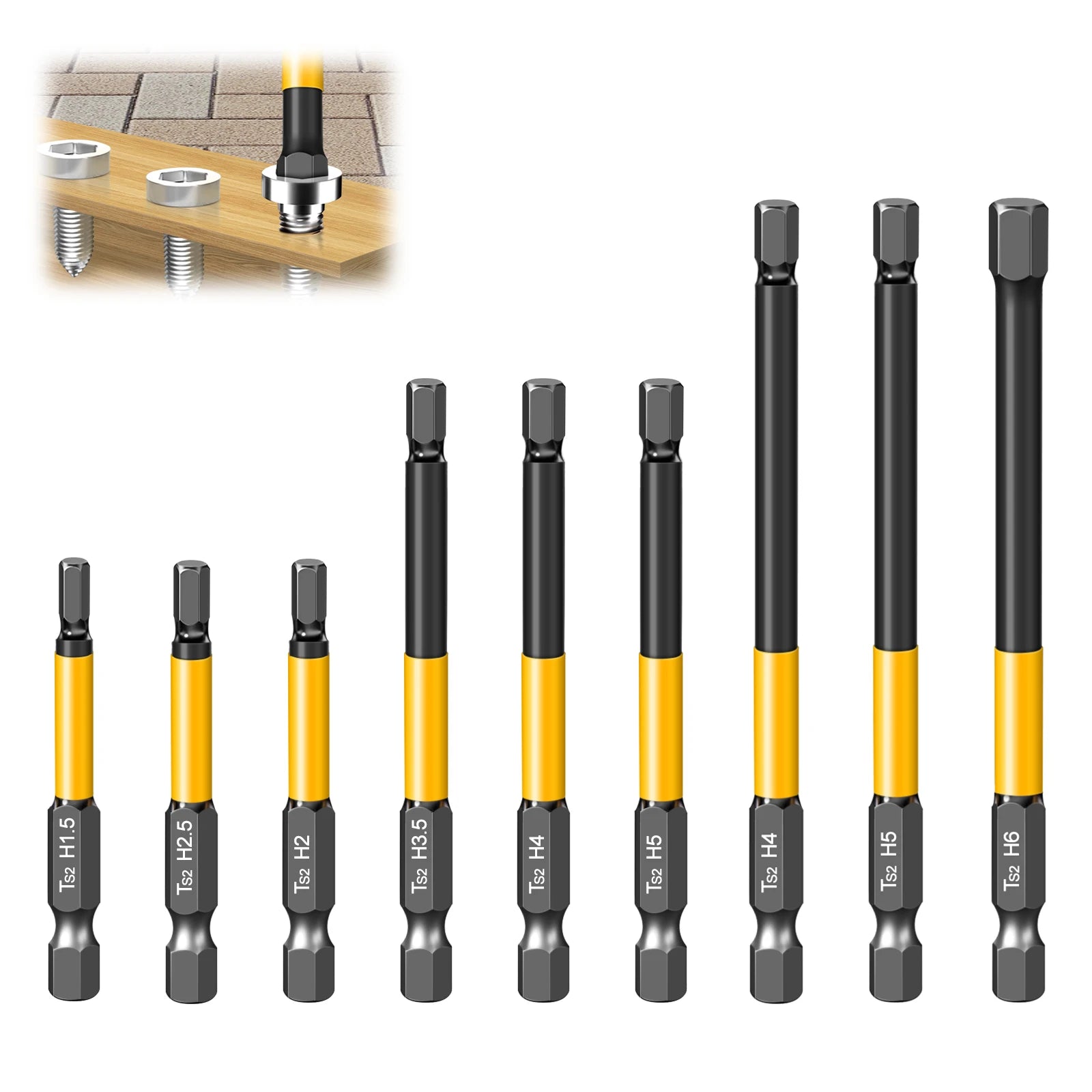 Magnetic Hex Driver Bits Set 50/100/150mm H1.5-H10mm with Enhanced