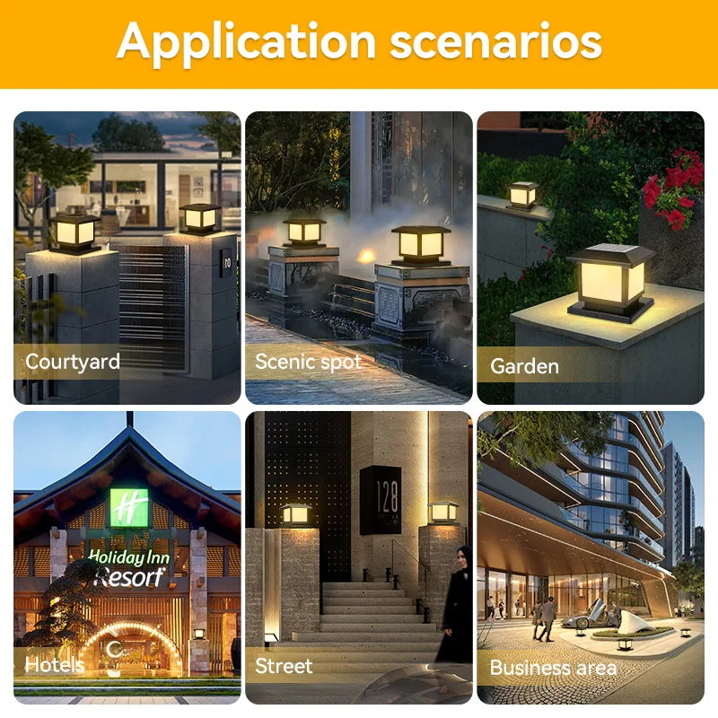 Timed LED Solar Outdoor Light Pillar Solar Lights Waterproof Thick