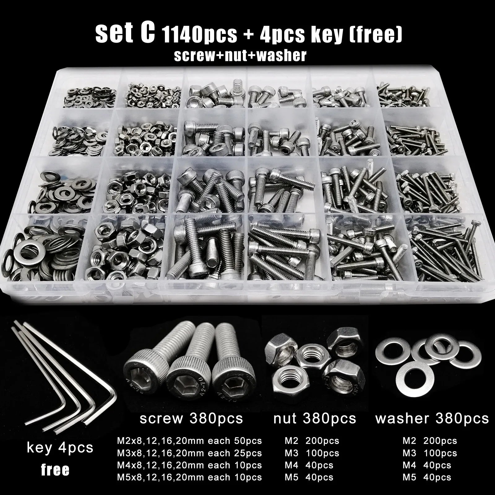 Total 400/650/1140/2100X M1.6 M2 M2.5 M3 M4 M5 304 Stainless Steel