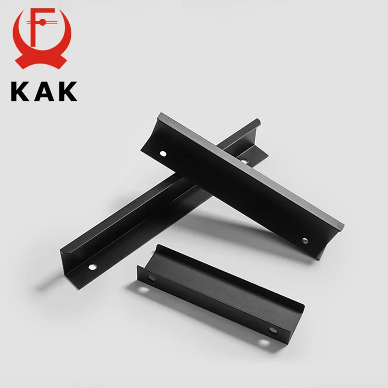 Black Silver Hidden Cabinet Handles Zinc Alloy Kitchen Cupboard Pulls