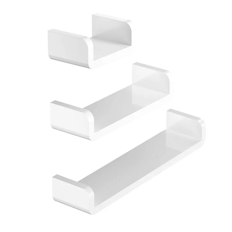 Bathroom White Storage Racks Shelf Organizer Self-Adhesive Shower
