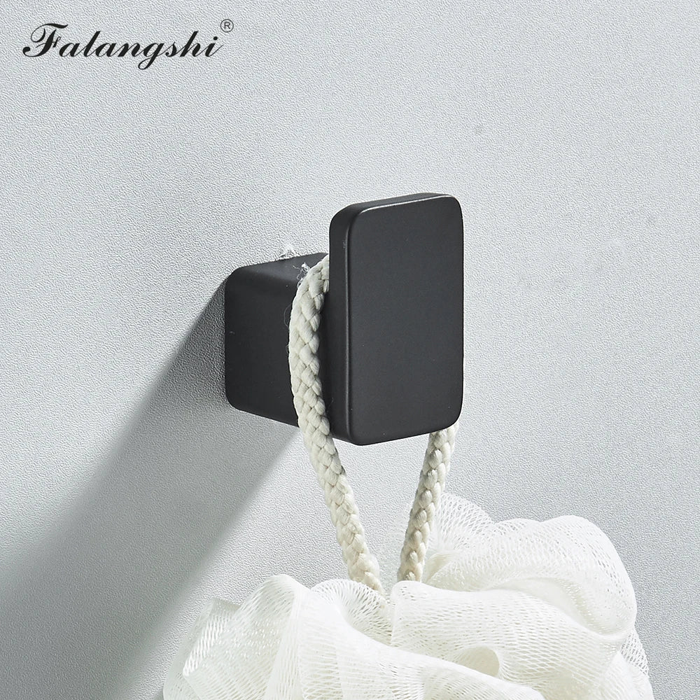 Black Robe Hooks Aluminum Bathroom Towel Hook Door Clothes Coat