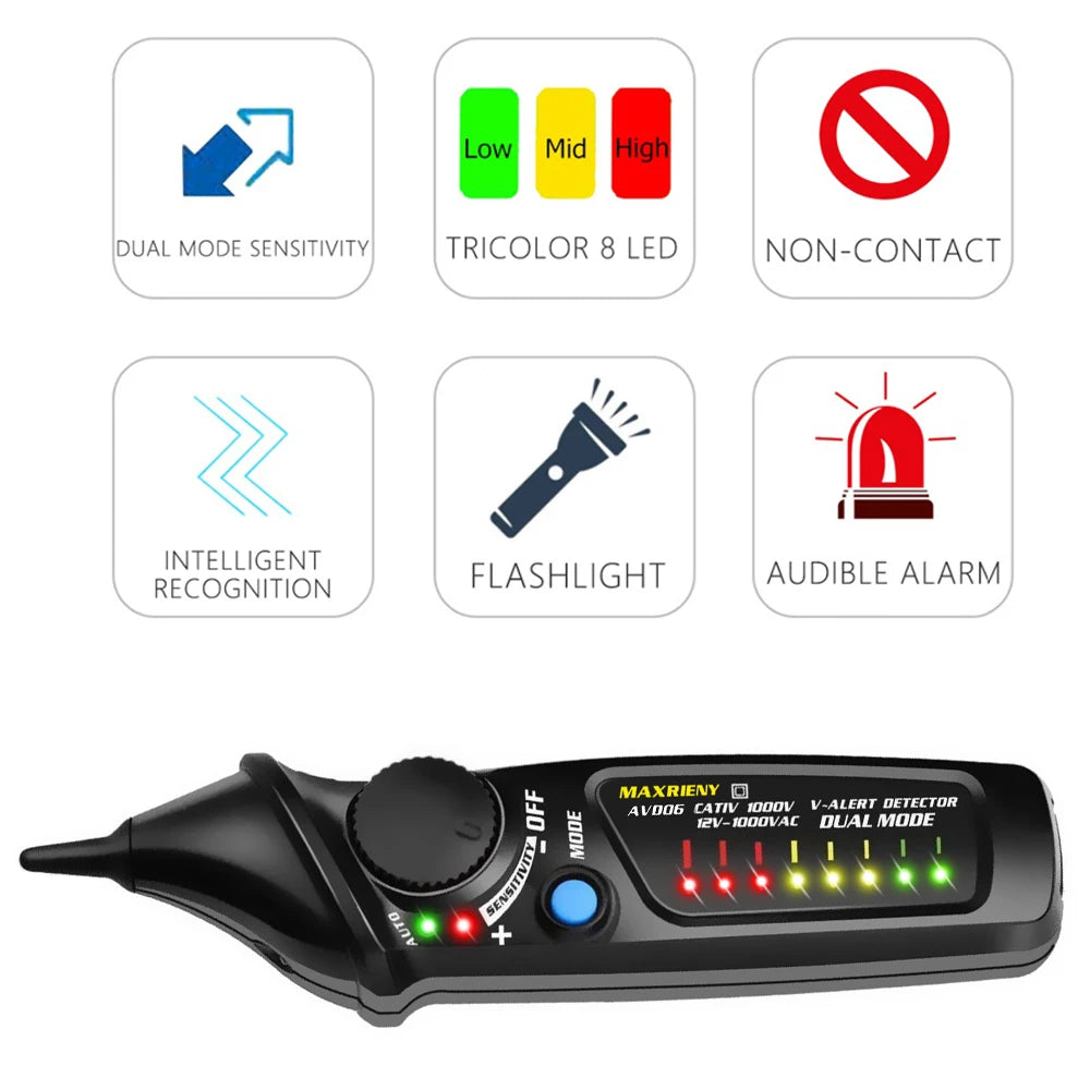 MAXRIENY Non-Contact Voltage Detector Tester AVD06 Socket Wall Outlet