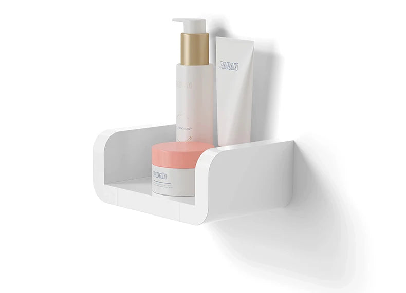 Bathroom White Storage Racks Shelf Organizer Self-Adhesive Shower