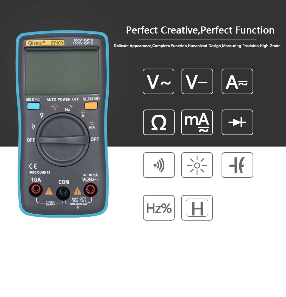 Digital Multimeter ZT100 4000 counts DC/AC Voltage Current
