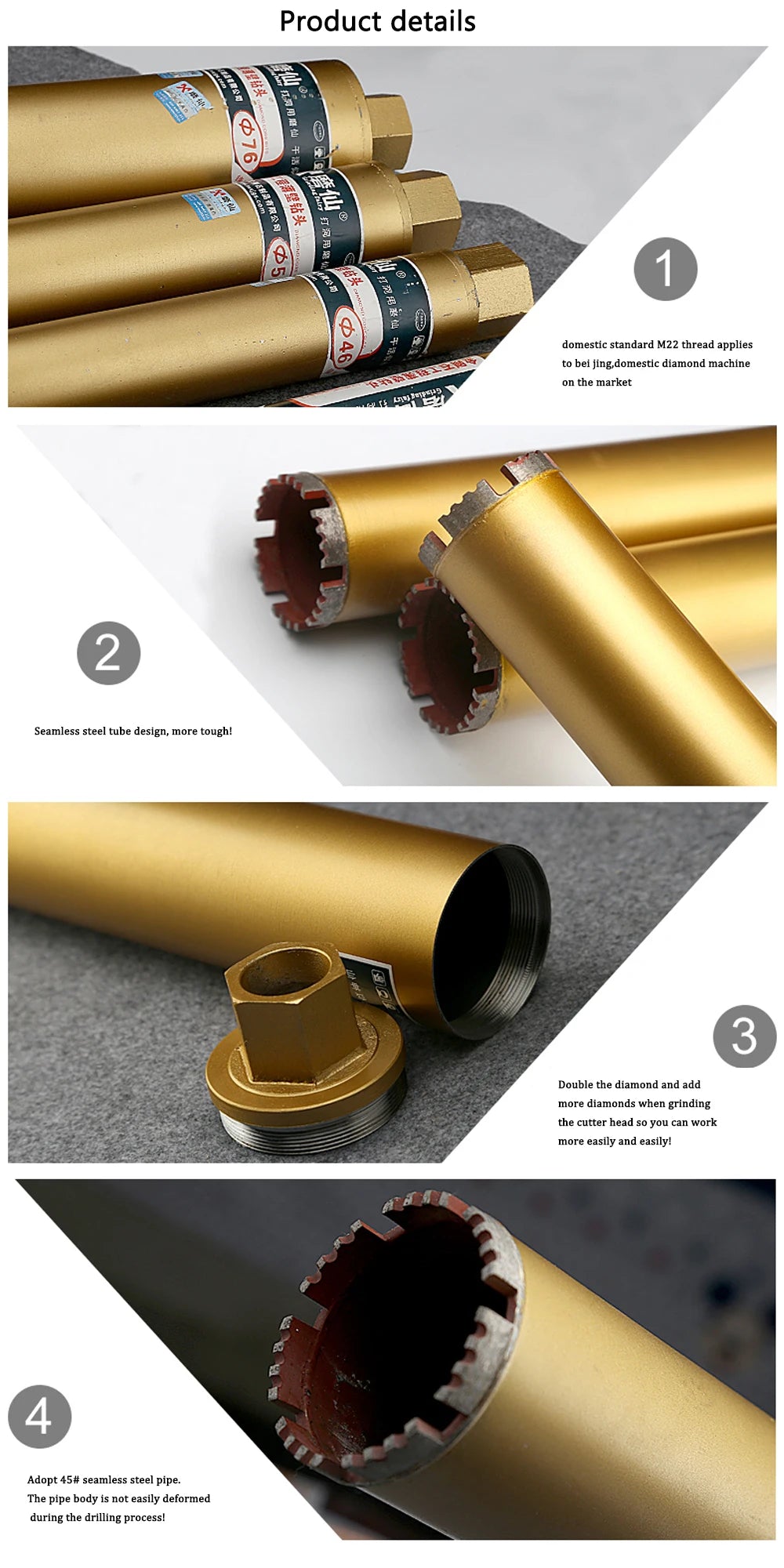 Diamond Core Drill Bit Reinforced Concrete Marble Air Conditioning