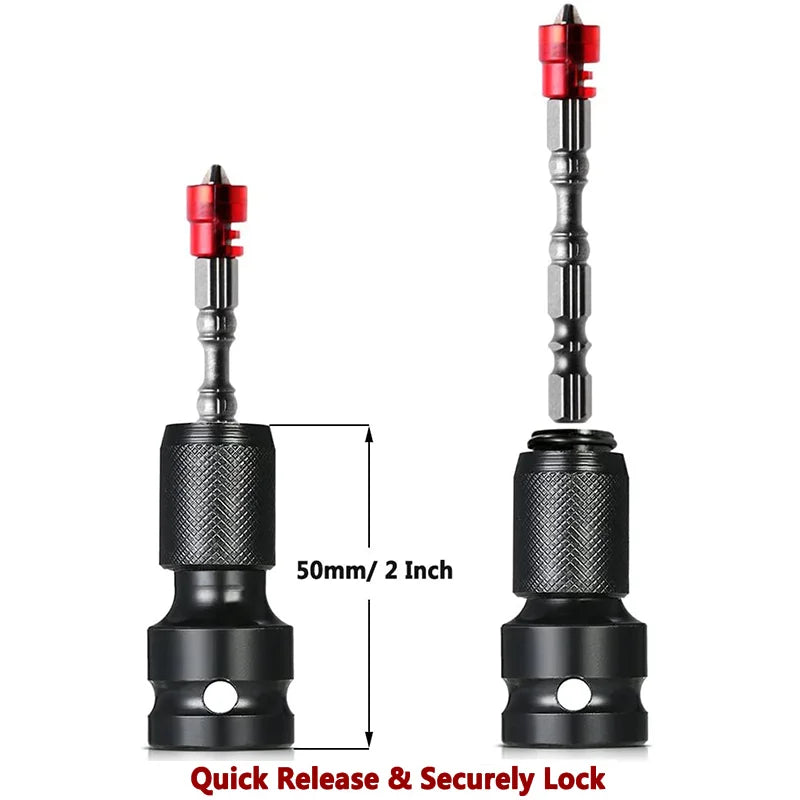 Quick Release 1/2-Inch Square Drive to 1/4-Inch Hex Female Socket