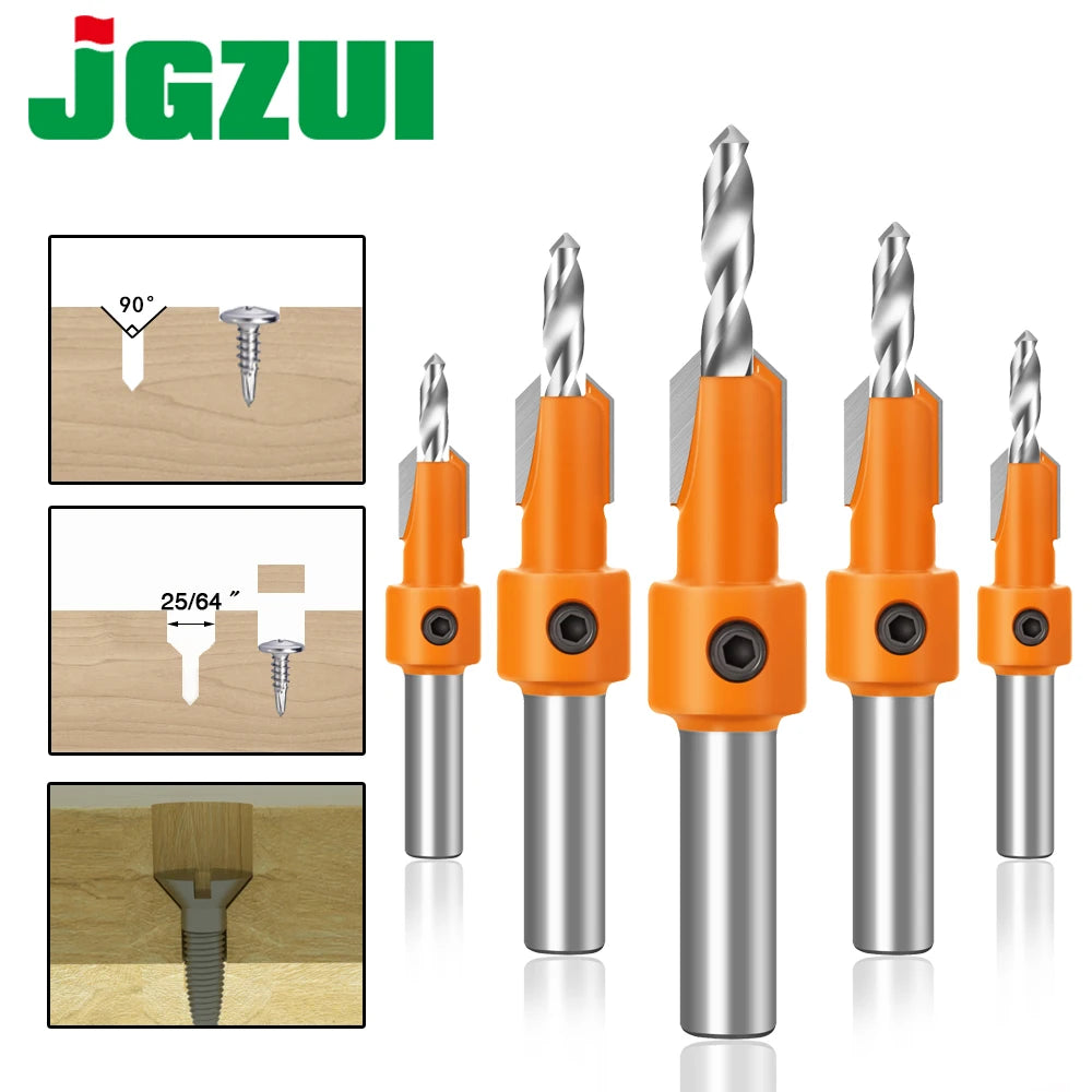 HSS Woodworking Countersink Router Bit — 8mm Shank for Wood Milling...