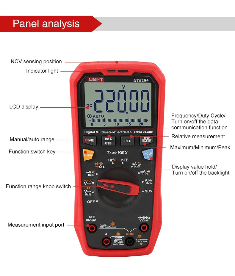 UNI T UT61B+ UT61E+ UT61D+ Smart Professional Digital Multimeter
