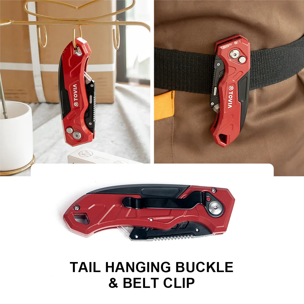 T TOVIA Folding Knife Replaceable Utility Knife for Cable Cartons
