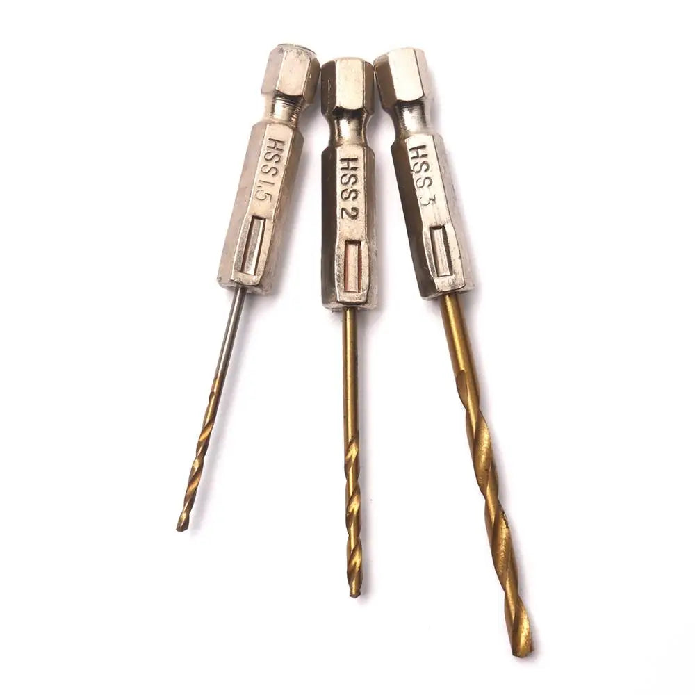 1.5mm 2mm Titanium HSS Coated Drill Bit 1/4 Hex Shank Twist Drill Bit