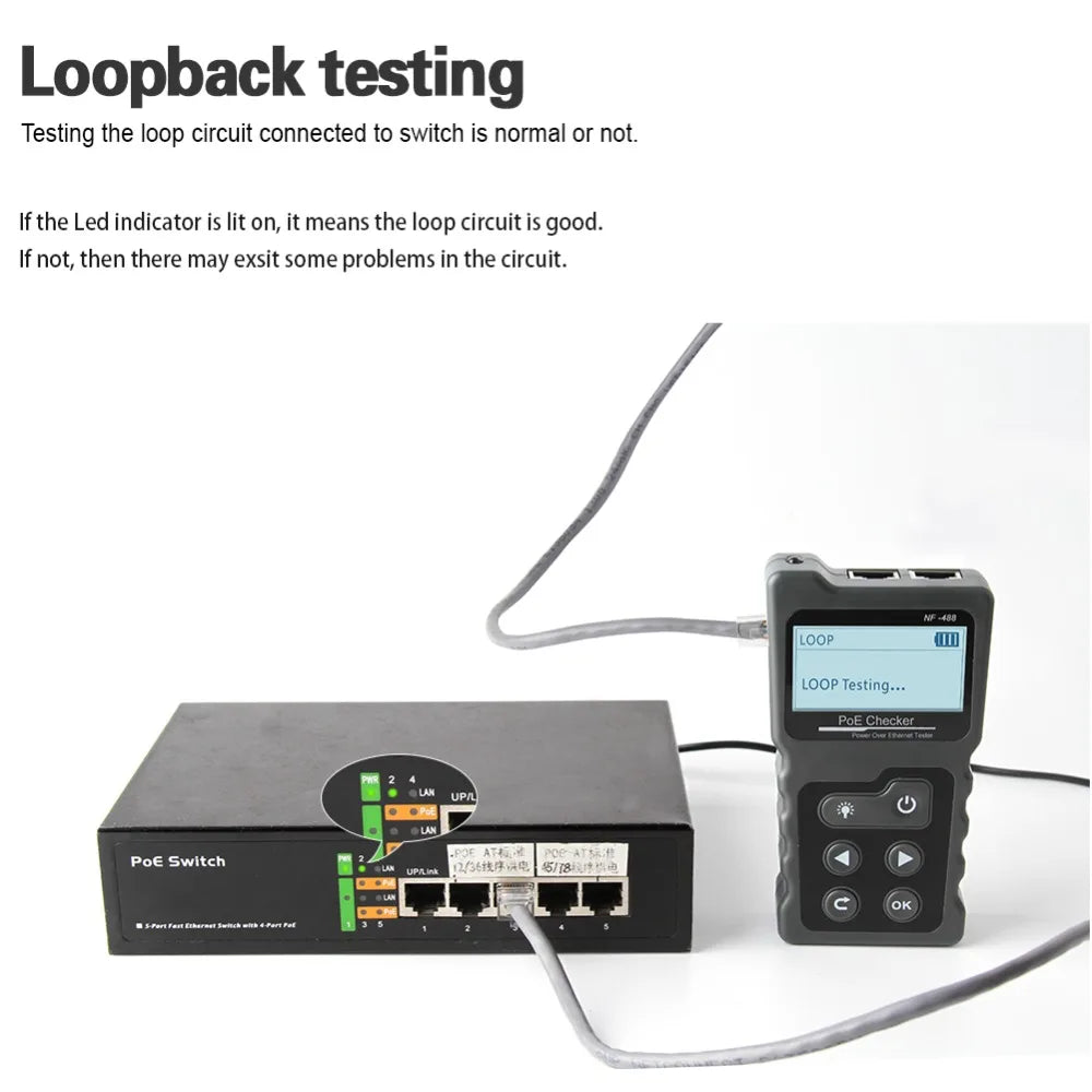 NOYAFA NF-488 LCD PoE Checker & LAN Cable Tester – Cat5/Cat6