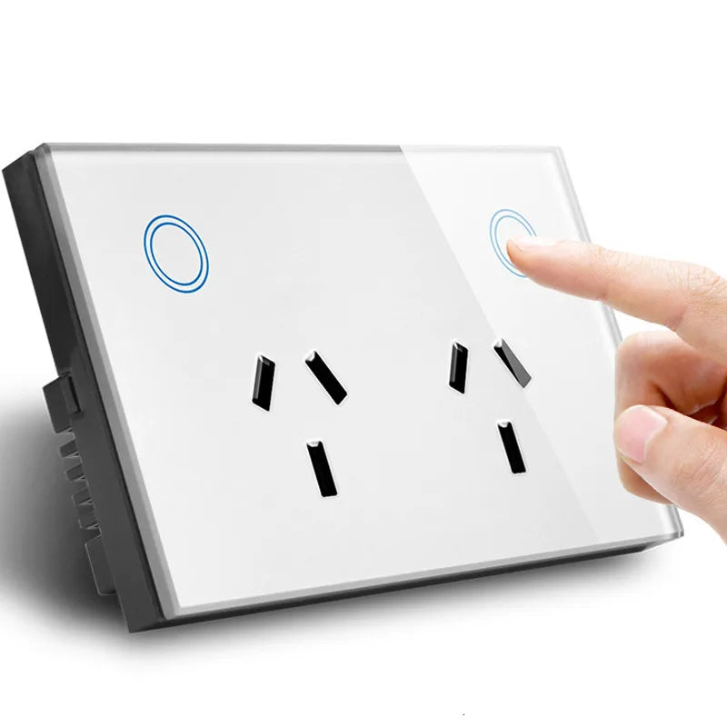 120mm  AU/US/CA Double wall socket Tempered Crystal Glass wall outlet