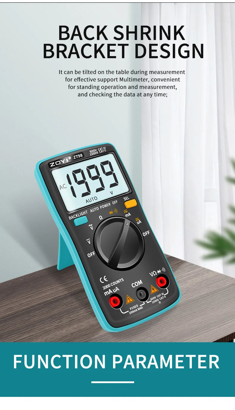 ZOYI Digital Multimeter ZT-98 Auto Range AC and DC Voltage Current