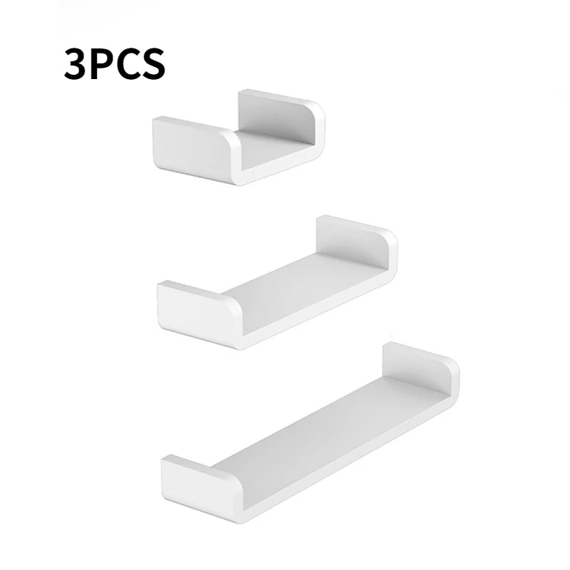 Bathroom White Storage Racks Shelf Organizer Self-Adhesive Shower