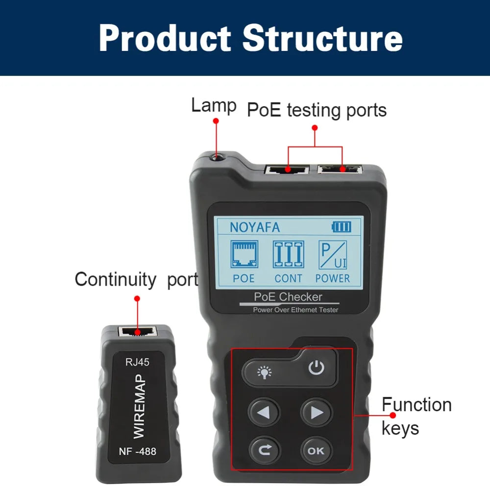 NOYAFA NF-488 LCD PoE Checker & LAN Cable Tester – Cat5/Cat6