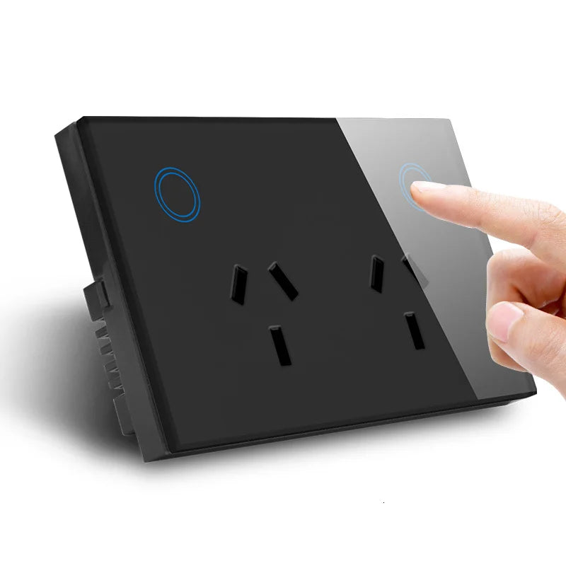 120mm  AU/US/CA Double wall socket Tempered Crystal Glass wall outlet
