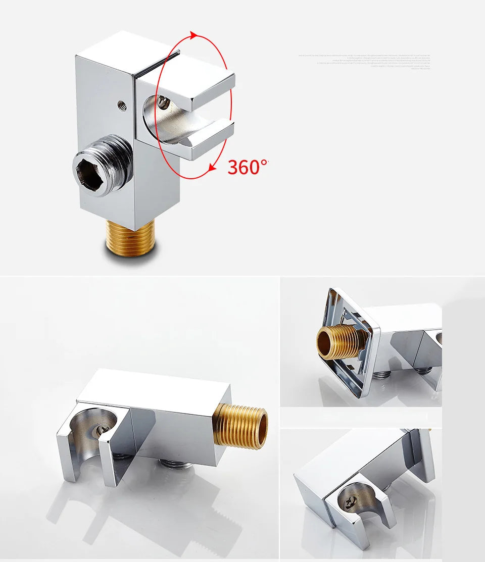 Poiqihy Chrome Shower Head Holder Handheld Shower Spray Bracket Wall
