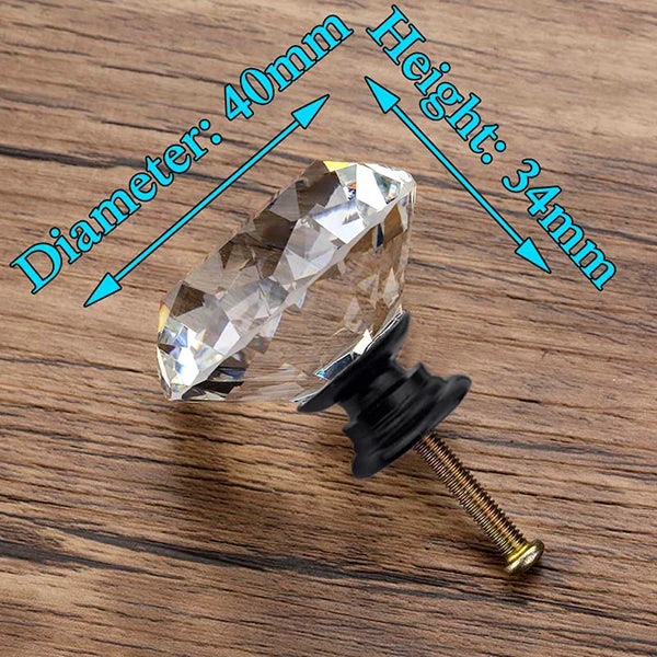 20-40mm Diamond Shape Design Crystal Glass Knobs Cupboard Drawer Pull
