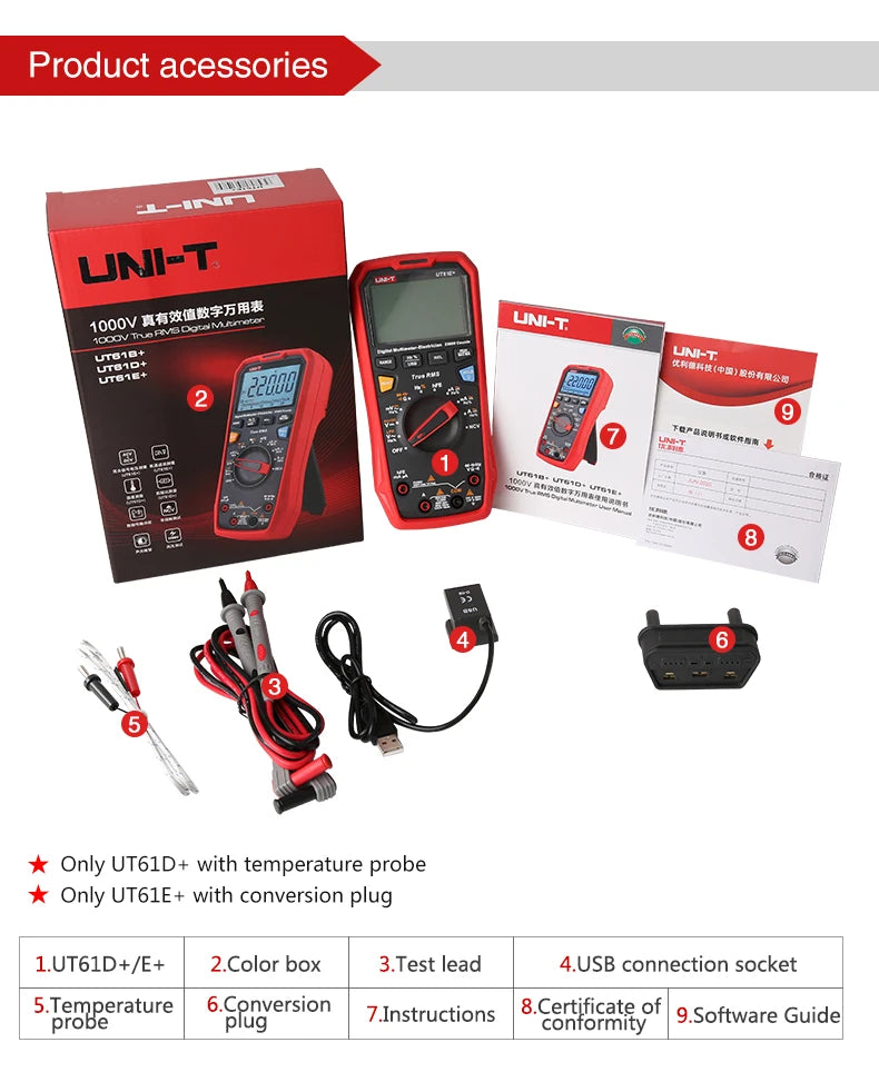 UNI T UT61B+ UT61E+ UT61D+ Smart Professional Digital Multimeter