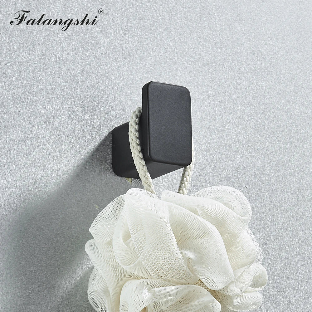 Black Robe Hooks Aluminum Bathroom Towel Hook Door Clothes Coat