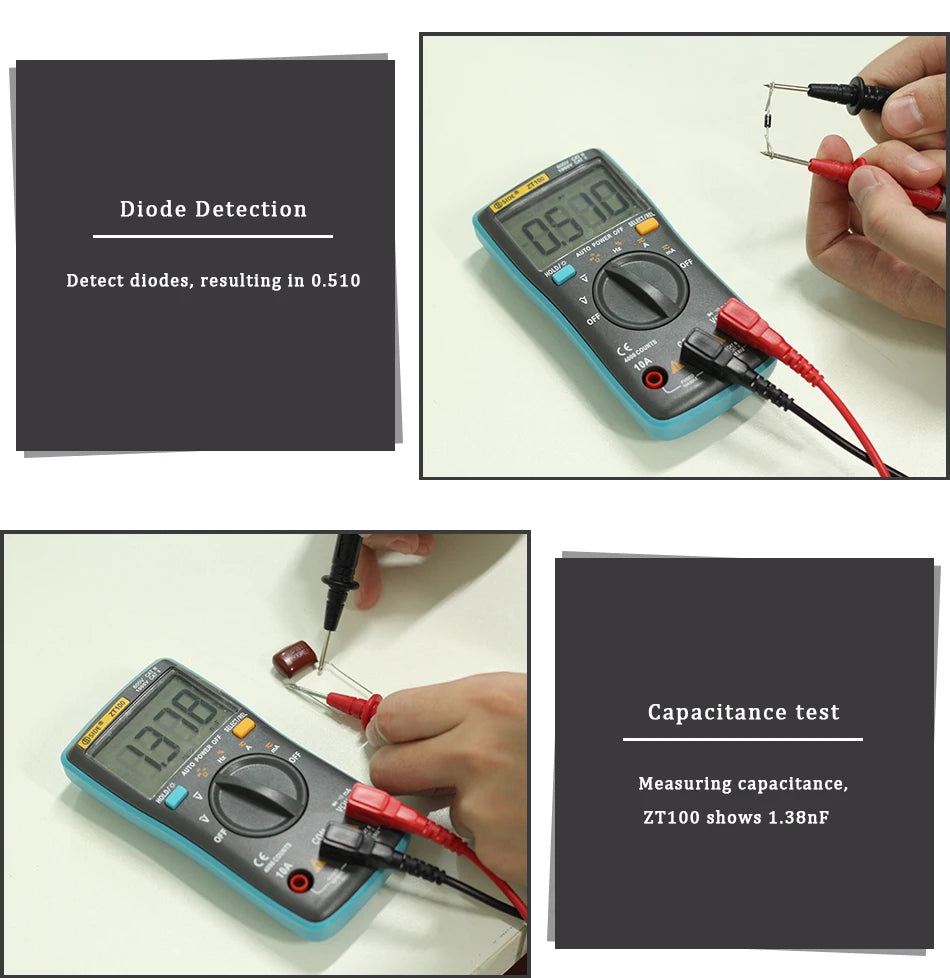 Digital Multimeter ZT100 4000 counts DC/AC Voltage Current