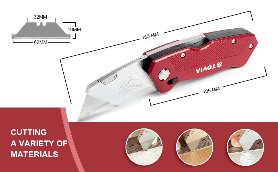 T TOVIA Folding Knife Replaceable Utility Knife for Cable Cartons