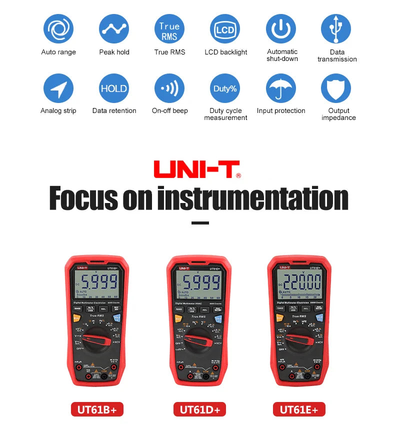 UNI T UT61B+ UT61E+ UT61D+ Smart Professional Digital Multimeter