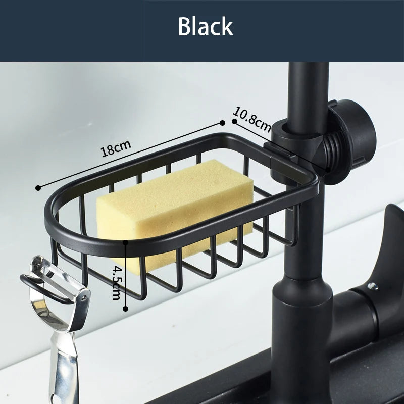 Aluminum Basket Shelf Kitchen Space Sponge Storage Faucet Holder Soap