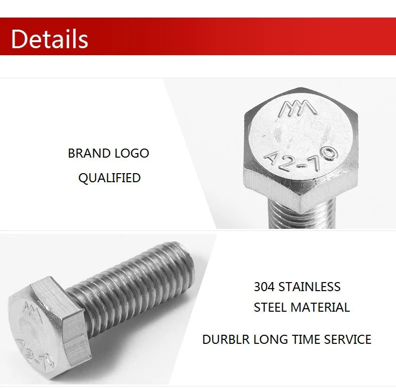 External Hexagon Extended Screws 304 Stainless Steel Outer Flat