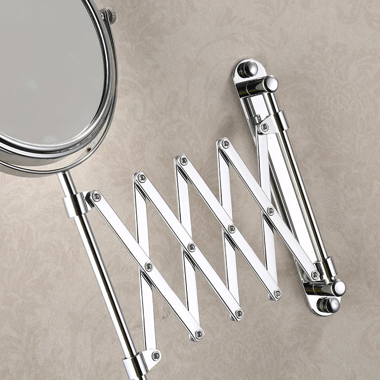 8 Inch 3X Magnifying Round Wall Make Up Mirror Two-Sided Retractable