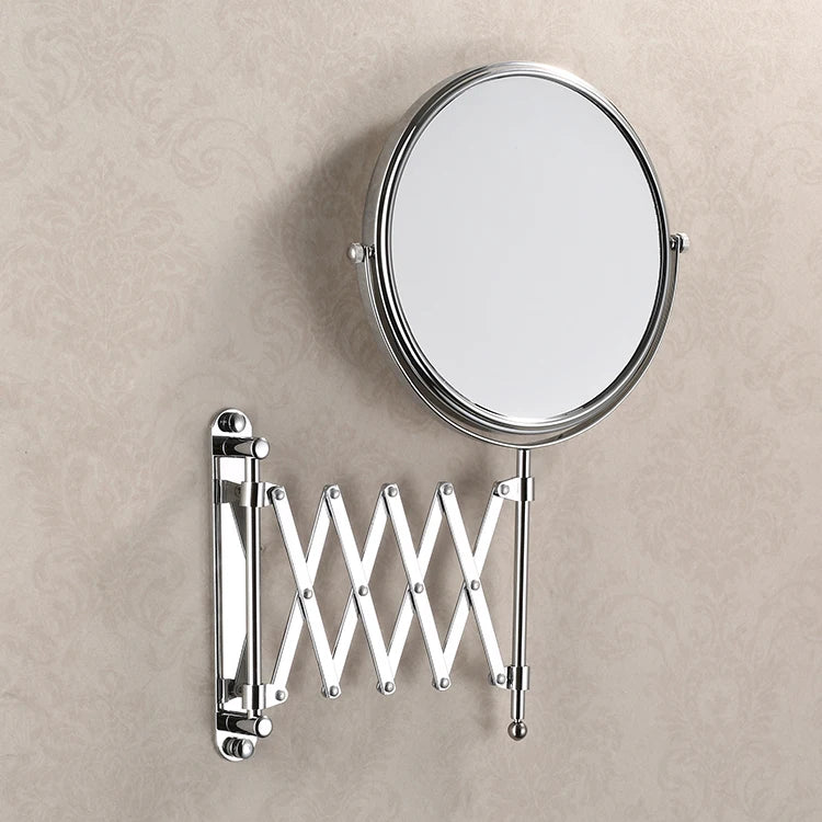 8 Inch 3X Magnifying Round Wall Make Up Mirror Two-Sided Retractable