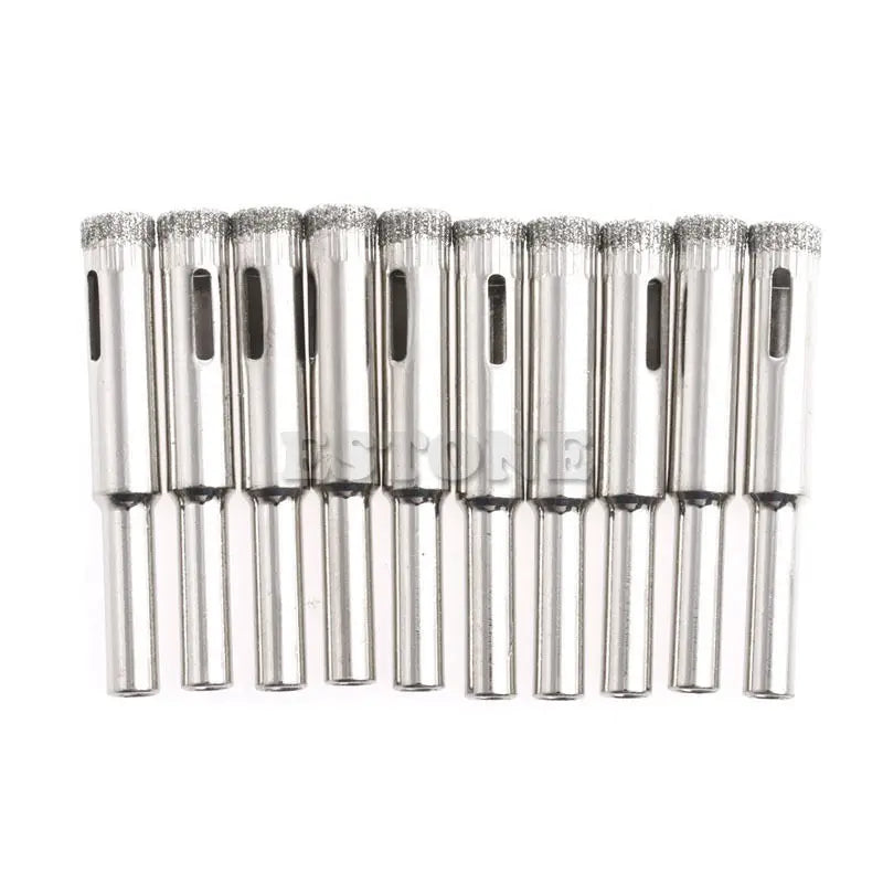 10Pcs Diamond Coated Core Drill Bits 5mm 6mm 8mm 10mm 12mm Hole Saw