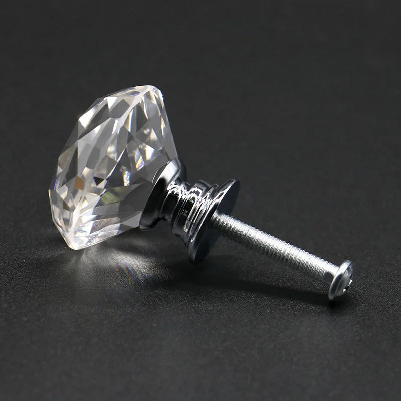 20-40mm Diamond Shape Design Crystal Glass Knobs Cupboard Drawer Pull