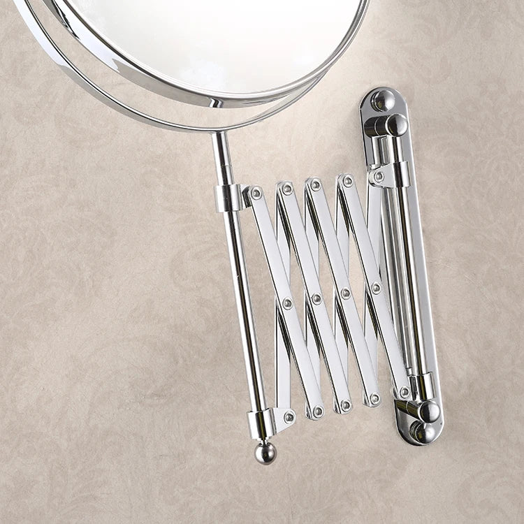 8 Inch 3X Magnifying Round Wall Make Up Mirror Two-Sided Retractable