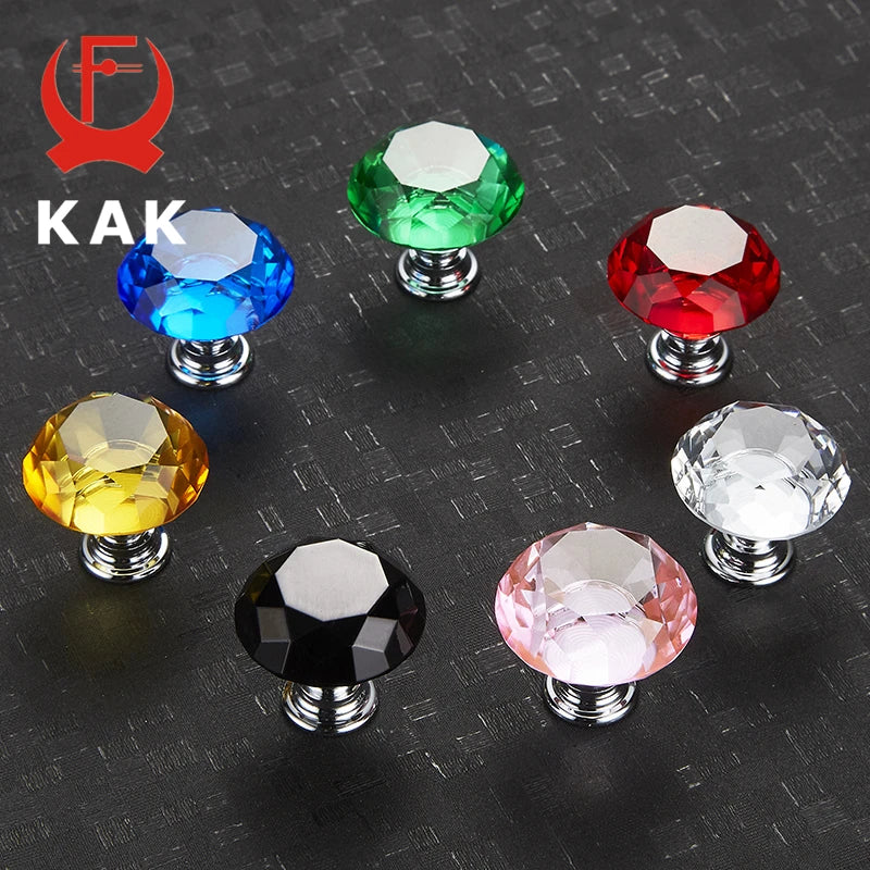 20-40mm Diamond Shape Design Crystal Glass Knobs Cupboard Drawer Pull