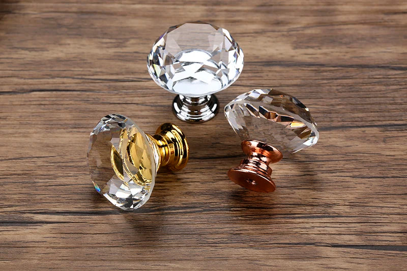 20-40mm Diamond Shape Design Crystal Glass Knobs Cupboard Drawer Pull